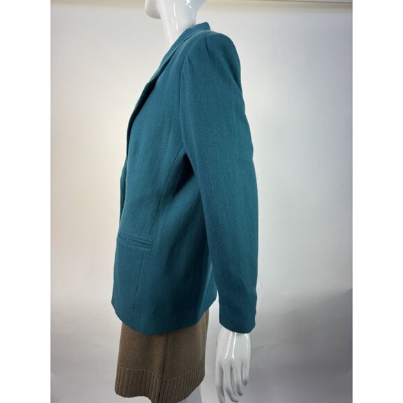 Joan Leslie Teal Wool Blend Blazer Womens Size 8P Made In El Salvador Single-But - Picture 8 of 16